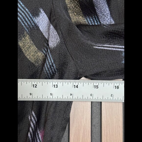 Xirena Dress Small Womens Black Pinched Long Sleeve Abstract 100% Silk Cocktail - Picture 3 of 8